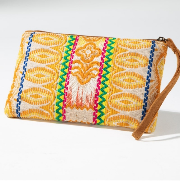 Handmade Hand Beaded Wristlet Clutch - Ethnic Inspired Design - Vibrant Colors - Picture 5 of 6